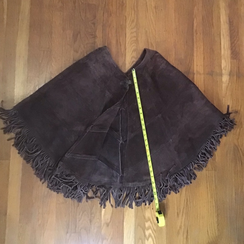 Vintage Suede fringe poncho with frog closure